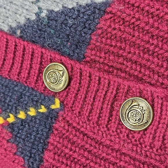 J H Collectibles Wool Argyle Longline Cardigan Sweater Button Front Small - Picture 8 of 10